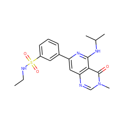 CCNS(=O)(=O)c1cccc(-c2cc3ncn(C)c(=O)c3c(NC(C)C)n2)c1 ZINC000115625584