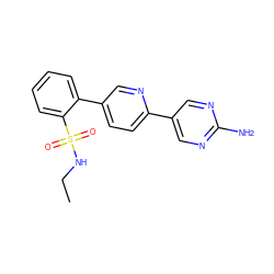 CCNS(=O)(=O)c1ccccc1-c1ccc(-c2cnc(N)nc2)nc1 ZINC000224806571