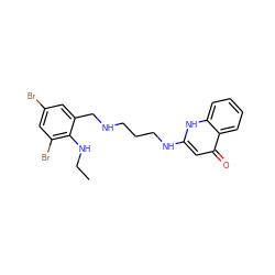 CCNc1c(Br)cc(Br)cc1CNCCCNc1cc(=O)c2ccccc2[nH]1 ZINC000013487769