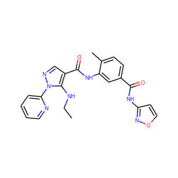 CCNc1c(C(=O)Nc2cc(C(=O)Nc3ccon3)ccc2C)cnn1-c1ccccn1 ZINC000064559551