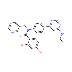 CCNc1cc(-c2ccc(N(Cc3cccnc3)C(=O)c3ccc(O)cc3O)cc2)ncn1 ZINC000653665419