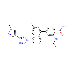 CCNc1cc(-c2nc(C)cc3c(-n4cnc(-c5cnn(C)c5)c4)cccc23)ccc1C(N)=O ZINC000145544384