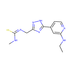 CCNc1cc(-c2nc(C/N=C(/S)NC)n[nH]2)ccn1 ZINC000026275037