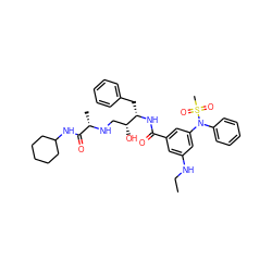 CCNc1cc(C(=O)N[C@@H](Cc2ccccc2)[C@H](O)CN[C@@H](C)C(=O)NC2CCCCC2)cc(N(c2ccccc2)S(C)(=O)=O)c1 ZINC000003987493