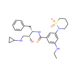 CCNc1cc(C(=O)N[C@@H](Cc2ccccc2)[C@H](O)CNC2CC2)cc(N2CCCCS2(=O)=O)c1 ZINC000040952890