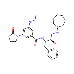 CCNc1cc(C(=O)N[C@@H](Cc2ccccc2)[C@H](O)CNC2CCCCCC2)cc(N2CCCC2=O)c1 ZINC000028978376