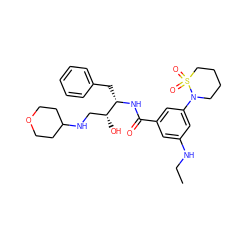 CCNc1cc(C(=O)N[C@@H](Cc2ccccc2)[C@H](O)CNC2CCOCC2)cc(N2CCCCS2(=O)=O)c1 ZINC000043072334