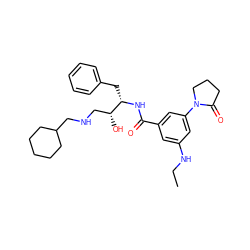 CCNc1cc(C(=O)N[C@@H](Cc2ccccc2)[C@H](O)CNCC2CCCCC2)cc(N2CCCC2=O)c1 ZINC000028978389