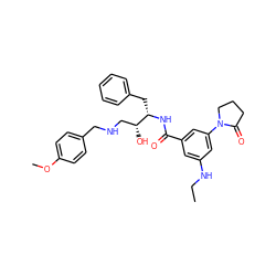 CCNc1cc(C(=O)N[C@@H](Cc2ccccc2)[C@H](O)CNCc2ccc(OC)cc2)cc(N2CCCC2=O)c1 ZINC000028978434