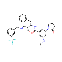 CCNc1cc(C(=O)N[C@@H](Cc2ccccc2)[C@H](O)CNCc2cccc(C(F)(F)F)c2)cc(N2CCCC2=O)c1 ZINC000016052618