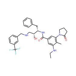 CCNc1cc(C(=O)N[C@@H](Cc2ccccc2)[C@H](O)CNCc2cccc(C(F)(F)F)c2)cc(N2CCCC2=O)c1C ZINC000044359429