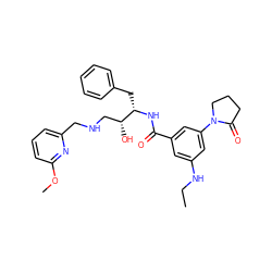 CCNc1cc(C(=O)N[C@@H](Cc2ccccc2)[C@H](O)CNCc2cccc(OC)n2)cc(N2CCCC2=O)c1 ZINC000028978601