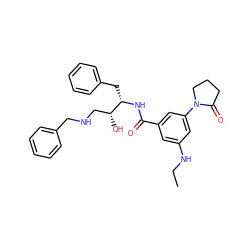 CCNc1cc(C(=O)N[C@@H](Cc2ccccc2)[C@H](O)CNCc2ccccc2)cc(N2CCCC2=O)c1 ZINC000028978423