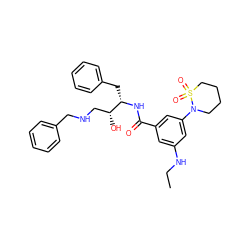 CCNc1cc(C(=O)N[C@@H](Cc2ccccc2)[C@H](O)CNCc2ccccc2)cc(N2CCCCS2(=O)=O)c1 ZINC000029039606