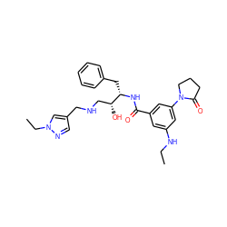 CCNc1cc(C(=O)N[C@@H](Cc2ccccc2)[C@H](O)CNCc2cnn(CC)c2)cc(N2CCCC2=O)c1 ZINC000028978605