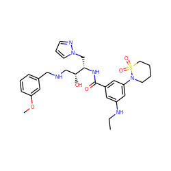 CCNc1cc(C(=O)N[C@@H](Cn2cccn2)[C@H](O)CNCc2cccc(OC)c2)cc(N2CCCCS2(=O)=O)c1 ZINC000029039622