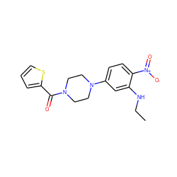 CCNc1cc(N2CCN(C(=O)c3cccs3)CC2)ccc1[N+](=O)[O-] ZINC000004703659