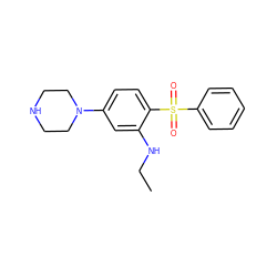 CCNc1cc(N2CCNCC2)ccc1S(=O)(=O)c1ccccc1 ZINC000034029600