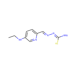 CCNc1ccc(/C=N/N=C(/N)S)nc1 ZINC000013756690