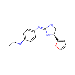 CCNc1ccc(/N=C2/NC[C@@H](c3ccco3)N2)cc1 ZINC000169328053