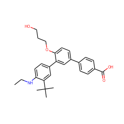 CCNc1ccc(-c2cc(-c3ccc(C(=O)O)cc3)ccc2OCCCO)cc1C(C)(C)C ZINC000034631133