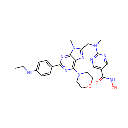 CCNc1ccc(-c2nc(N3CCOCC3)c3nc(CN(C)c4ncc(C(=O)NO)cn4)n(C)c3n2)cc1 ZINC000653838826