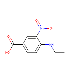 CCNc1ccc(C(=O)O)cc1[N+](=O)[O-] ZINC000003885887