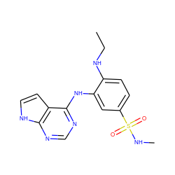 CCNc1ccc(S(=O)(=O)NC)cc1Nc1ncnc2[nH]ccc12 ZINC001772609870