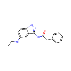 CCNc1ccc2[nH]nc(NC(=O)Cc3ccccc3)c2c1 ZINC000029041354