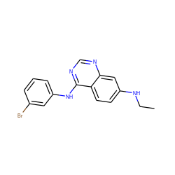 CCNc1ccc2c(Nc3cccc(Br)c3)ncnc2c1 ZINC000003815190