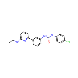 CCNc1cccc(-c2cccc(NC(=O)Nc3ccc(Cl)cc3)c2)n1 ZINC000299834411