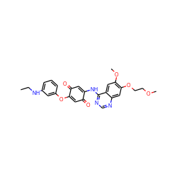 CCNc1cccc(OC2=CC(=O)C(Nc3ncnc4cc(OCCOC)c(OC)cc34)=CC2=O)c1 ZINC000036338788