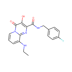 CCNc1cccn2c(=O)c(O)c(C(=O)NCc3ccc(F)cc3)nc12 ZINC000040955923