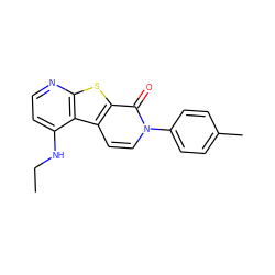 CCNc1ccnc2sc3c(=O)n(-c4ccc(C)cc4)ccc3c12 ZINC000035284355