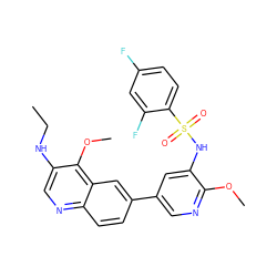 CCNc1cnc2ccc(-c3cnc(OC)c(NS(=O)(=O)c4ccc(F)cc4F)c3)cc2c1OC ZINC001772584774