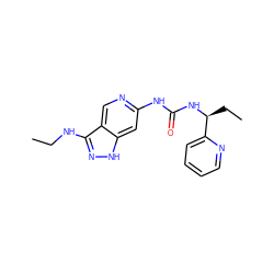 CCNc1n[nH]c2cc(NC(=O)N[C@@H](CC)c3ccccn3)ncc12 ZINC000210754468