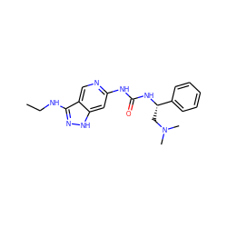 CCNc1n[nH]c2cc(NC(=O)N[C@@H](CN(C)C)c3ccccc3)ncc12 ZINC001772647109