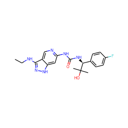 CCNc1n[nH]c2cc(NC(=O)N[C@@H](c3ccc(F)cc3)C(C)(C)O)ncc12 ZINC001772578975