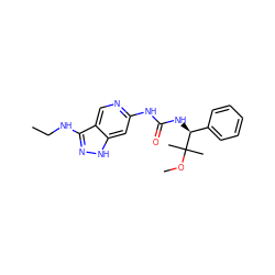 CCNc1n[nH]c2cc(NC(=O)N[C@@H](c3ccccc3)C(C)(C)OC)ncc12 ZINC001772579739