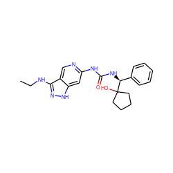 CCNc1n[nH]c2cc(NC(=O)N[C@@H](c3ccccc3)C3(O)CCCC3)ncc12 ZINC001772639311