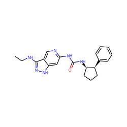 CCNc1n[nH]c2cc(NC(=O)N[C@@H]3CCC[C@@H]3c3ccccc3)ncc12 ZINC001772589805