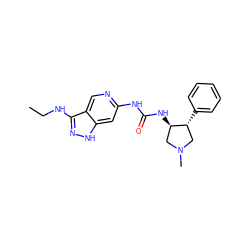 CCNc1n[nH]c2cc(NC(=O)N[C@@H]3CN(C)C[C@H]3c3ccccc3)ncc12 ZINC001772575904