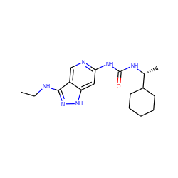 CCNc1n[nH]c2cc(NC(=O)N[C@H](C)C3CCCCC3)ncc12 ZINC001772655980