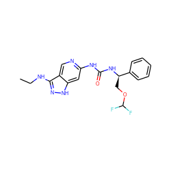 CCNc1n[nH]c2cc(NC(=O)N[C@H](COC(F)F)c3ccccc3)ncc12 ZINC001772615854