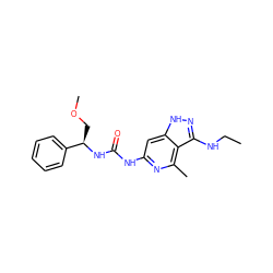 CCNc1n[nH]c2cc(NC(=O)N[C@H](COC)c3ccccc3)nc(C)c12 ZINC001772592954