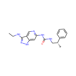 CCNc1n[nH]c2cc(NC(=O)NC[C@@H](C)c3ccccc3)ncc12 ZINC001772636324