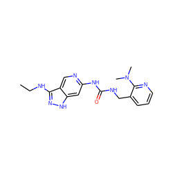 CCNc1n[nH]c2cc(NC(=O)NCc3cccnc3N(C)C)ncc12 ZINC001772656847