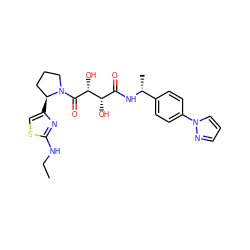 CCNc1nc([C@H]2CCCN2C(=O)[C@H](O)[C@@H](O)C(=O)N[C@H](C)c2ccc(-n3cccn3)cc2)cs1 ZINC000071332298