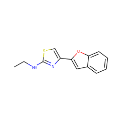 CCNc1nc(-c2cc3ccccc3o2)cs1 ZINC000002629570