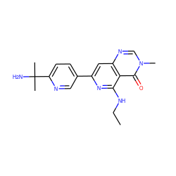 CCNc1nc(-c2ccc(C(C)(C)N)nc2)cc2ncn(C)c(=O)c12 ZINC000115624544